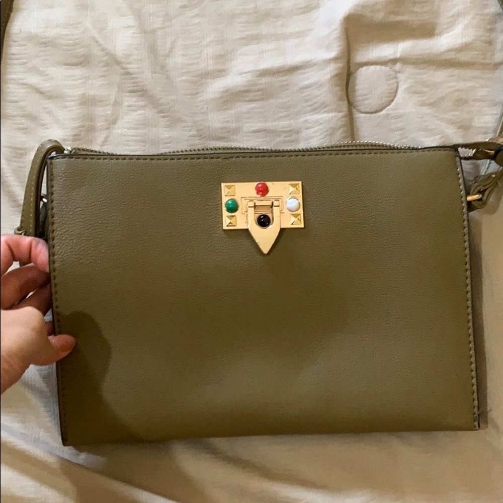 Olive green cross over purse